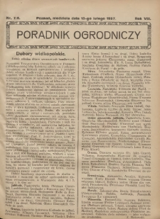 Poradnik Ogrodniczy. 1927.02.13 R.8 Nr7-8