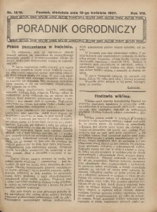 Poradnik Ogrodniczy. 1927.04.10 R.8 Nr15-16