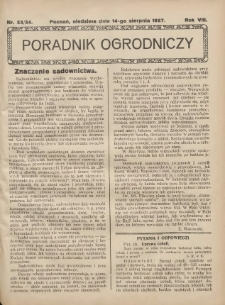 Poradnik Ogrodniczy. 1927.08.14 R.8 Nr33-34
