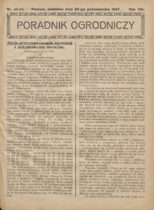 Poradnik Ogrodniczy. 1927.10.23 R.8 Nr43-44