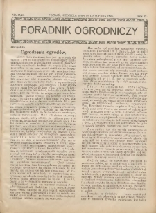 Poradnik Ogrodniczy. 1928.11.18 R.9 Nr47-48