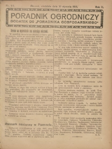 Poradnik Ogrodniczy. 1921.01.30 R.2 Nr1-5