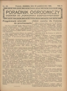 Poradnik Ogrodniczy. 1921.10.23 R.2 Nr43