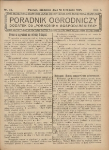 Poradnik Ogrodniczy. 1921.11.13 R.2 Nr46