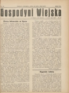 Gospodyni Wiejska: dodatek do „Poradnika Gospodarskiego” 1932.07.24 R.16 Nr15