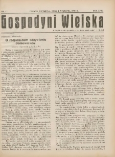 Gospodyni Wiejska: dodatek do „Poradnika Gospodarskiego” 1933.09.03 R.17 Nr17