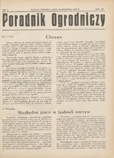 Poradnik Ogrodniczy. 1931.04.26 R.12 Nr9