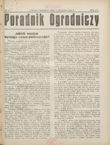 Poradnik Ogrodniczy. 1933.01.01 R.14 Nr1