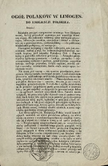 Og&oacute;ł Polak&oacute;w w Limoges do Emigracji Polskiej