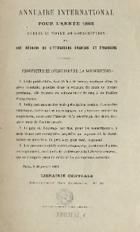 Annuaire international pour l'ann&eacute;e 1865 publi&eacute; au moyen de souscription