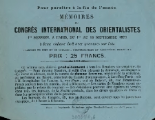 [Prospekt] M&eacute;moires Congr&egrave;s International des Orientalistes [...]