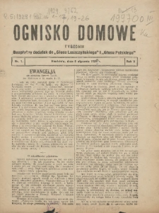 Ognisko Domowe: bezpłatny dodatek do "Głosu Leszczyńskiego" i &bdquo;Głosu Polskiego&rdquo; 1929.01.06 R.5 Nr1