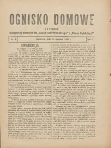 Ognisko Domowe: bezpłatny dodatek do "Głosu Leszczyńskiego" i &bdquo;Głosu Polskiego&rdquo; 1929.01.27 R.5 Nr4