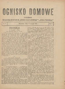 Ognisko Domowe: bezpłatny dodatek do "Głosu Leszczyńskiego" i &bdquo;Głosu Polskiego&rdquo; 1929.02.17 R.5 Nr7