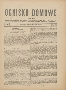 Ognisko Domowe: bezpłatny dodatek do "Głosu Leszczyńskiego" i &bdquo;Głosu Polskiego&rdquo; 1929.04.14 R.5 Nr15
