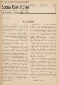 Scena Oświatowa: drobne urozmaicenia na przedstawienia, zebrania, wycieczki oraz obozy KSM: bezpłatny dodatek do Kierownika Stowarzyszeń Młodzieży 1937. R.4 Nr2