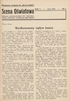 Scena Oświatowa: drobne urozmaicenia na przedstawienia, zebrania, wycieczki oraz obozy KSM: bezpłatny dodatek do Kierownika Stowarzyszeń Młodzieży 1938. R.5 Nr5