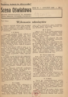 Scena Oświatowa: drobne urozmaicenia na przedstawienia, zebrania, wycieczki oraz obozy KSM: bezpłatny dodatek do Kierownika Stowarzyszeń Młodzieży 1939. R.6 Nr1