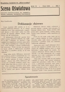 Scena Oświatowa: drobne urozmaicenia na przedstawienia, zebrania, wycieczki oraz obozy KSM: bezpłatny dodatek do Kierownika Stowarzyszeń Młodzieży 1939. R.6 Nr5