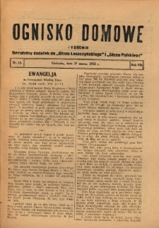Ognisko Domowe: bezpłatny dodatek do "Głosu Leszczyńskiego" i &bdquo;Głosu Polskiego&rdquo; 1932.03.27 R.8 Nr13