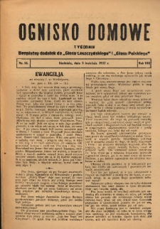 Ognisko Domowe: bezpłatny dodatek do "Głosu Leszczyńskiego" i &bdquo;Głosu Polskiego&rdquo; 1932.04.03 R.8 Nr14