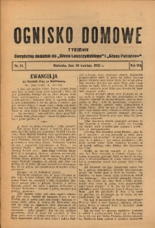 Ognisko Domowe: bezpłatny dodatek do "Głosu Leszczyńskiego" i „Głosu Polskiego” 1932.04.10 R.8 Nr15