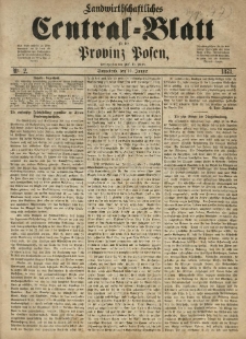 Landwirthschaftliches Central-Blatt f&uuml;r die Provinz Posen. 1873.01.11 Jg.1 Nr.2