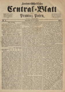 Landwirthschaftliches Central-Blatt für die Provinz Posen. 1873.01.18 Jg.1 Nr.3