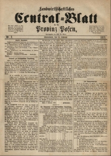 Landwirthschaftliches Central-Blatt für die Provinz Posen. 1873.02.15 Jg.1 Nr.7