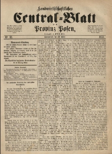 Landwirthschaftliches Central-Blatt f&uuml;r die Provinz Posen. 1873.03.22 Jg.1 Nr.12