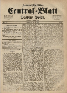 Landwirthschaftliches Central-Blatt für die Provinz Posen. 1873.03.22 Jg.1 Nr.12