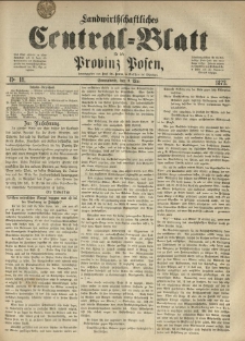 Landwirthschaftliches Central-Blatt für die Provinz Posen. 1873.05.03 Jg.1 Nr.18