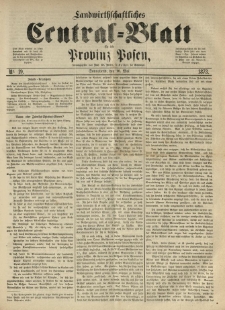 Landwirthschaftliches Central-Blatt für die Provinz Posen. 1873.05.10 Jg.1 Nr.19