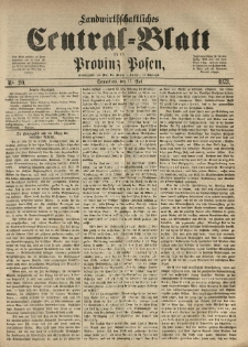 Landwirthschaftliches Central-Blatt f&uuml;r die Provinz Posen. 1873.05.17 Jg.1 Nr.20