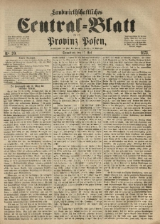 Landwirthschaftliches Central-Blatt für die Provinz Posen. 1873.05.17 Jg.1 Nr.20