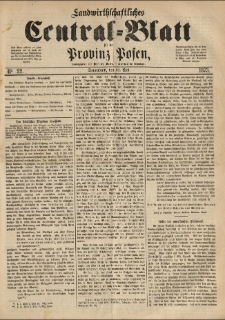 Landwirthschaftliches Central-Blatt f&uuml;r die Provinz Posen. 1873.05.31 Jg.1 Nr.22
