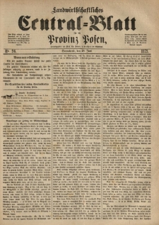 Landwirthschaftliches Central-Blatt f&uuml;r die Provinz Posen. 1873.06.28 Jg.1 Nr.26