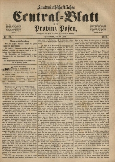 Landwirthschaftliches Central-Blatt für die Provinz Posen. 1873.06.28 Jg.1 Nr.26