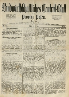Landwirthschaftliches Central-Blatt für die Provinz Posen. 1873.07.05 Jg.1 Nr.27