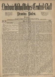 Landwirthschaftliches Central-Blatt für die Provinz Posen. 1873.07.19 Jg.1 Nr.29