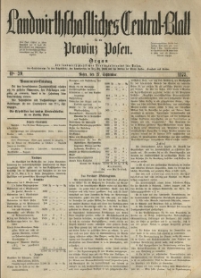 Landwirthschaftliches Central-Blatt für die Provinz Posen. 1873.09.27 Jg.1 Nr.39