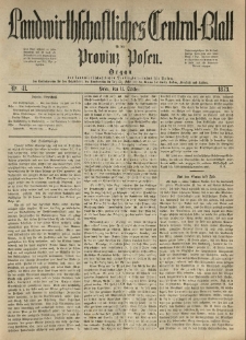 Landwirthschaftliches Central-Blatt für die Provinz Posen. 1873.10.11 Jg.1 Nr.41