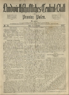 Landwirthschaftliches Central-Blatt für die Provinz Posen. 1873.11.01 Jg.1 Nr.44