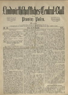 Landwirthschaftliches Central-Blatt für die Provinz Posen. 1873.11.29 Jg.1 Nr.48