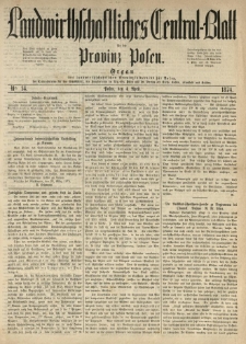 Landwirthschaftliches Central-Blatt für die Provinz Posen. 1874.04.04 Jg.2 Nr.14