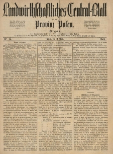 Landwirthschaftliches Central-Blatt für die Provinz Posen. 1874.04.11 Jg.2 Nr.15
