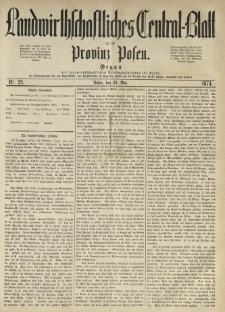 Landwirthschaftliches Central-Blatt für die Provinz Posen. 1874.05.23 Jg.2 Nr.21