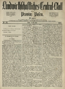 Landwirthschaftliches Central-Blatt für die Provinz Posen. 1874.06.13 Jg.2 Nr.24