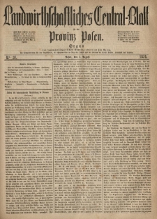 Landwirthschaftliches Central-Blatt für die Provinz Posen. 1874.08.01 Jg.2 Nr.31