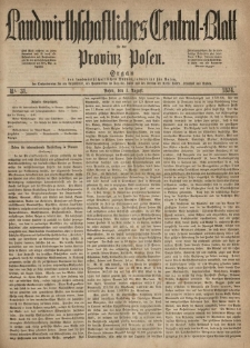 Landwirthschaftliches Central-Blatt für die Provinz Posen. 1874.08.01 Jg.2 Nr.31